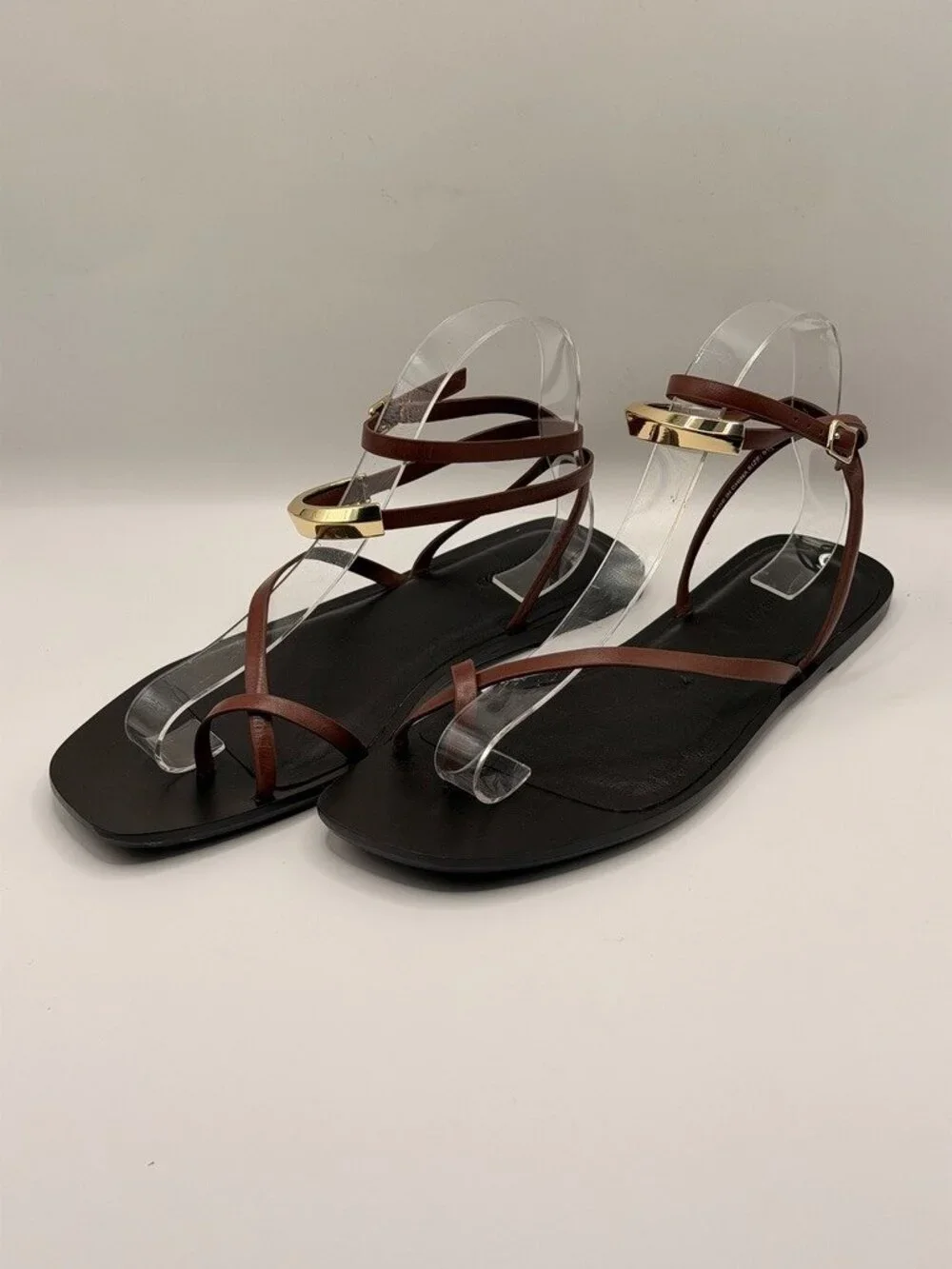 Madewell Women Lisbon Cherry Wood Ankle Wrap Sandal Sz 9.5